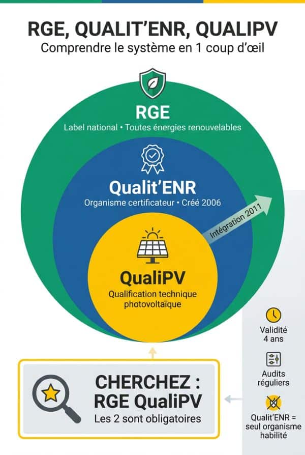 RGE, QualiPV, Qualit'ENR : trois concepts, un seul système