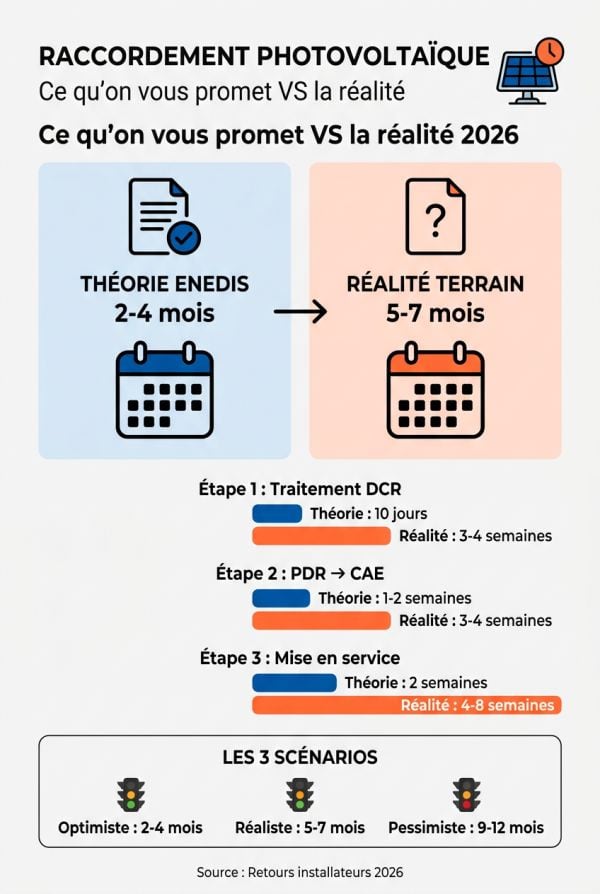 Timeline du raccordement : entre théorie et pratique
