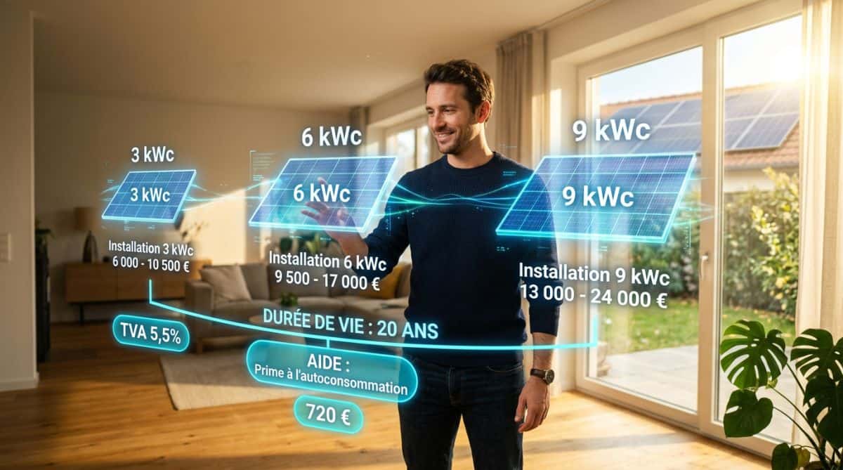 Prix d'une installation selon la puissance (kWc)